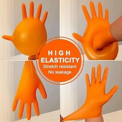 Orange Nitrile Disposable Gloves 8 Mil Raised Diamond Texture | Fast Ship