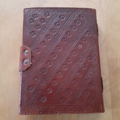 Hand Tooled Leather Journal Sugar Skull Blank Book Art Sketch Dia de los Muertos