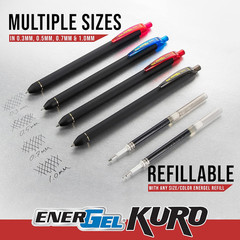 Pentel EnerGel Kuro Shades of Joy, Retractable Liquid Gel Pen, Assorted Ink Colo