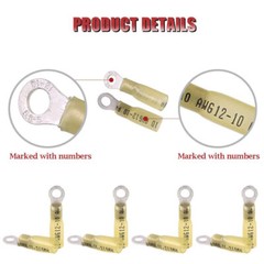 10-100PCS Wire Crimp Connectors Waterproof Heat Shrink Ring Terminals 22-10AWG