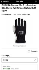 4 Pairs ENDURA MEDIUM Gloves Goatskin LEATHER Palm Full Finger, Safety Cuff READ