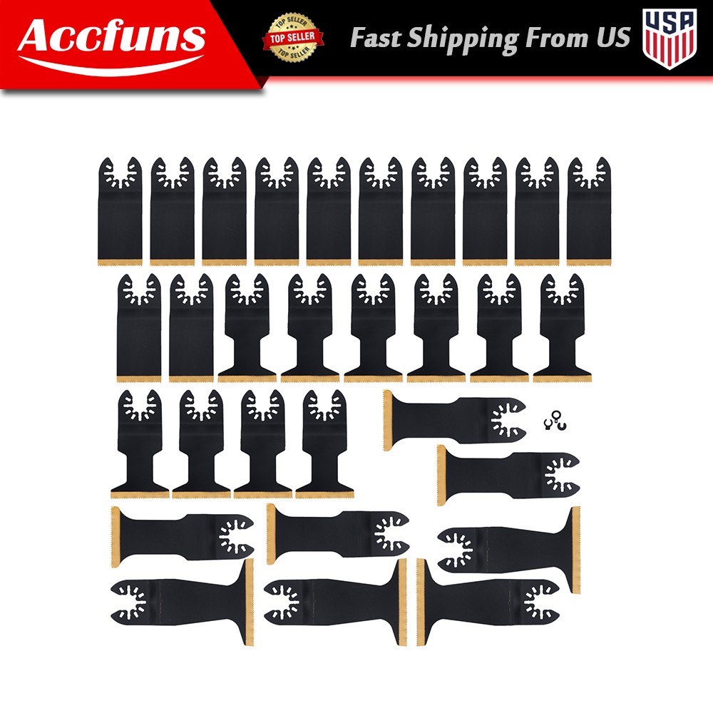 Multi Tool Blades -30Pcs Titanium Oscillating Tool Blades for Metal Wood Plastic