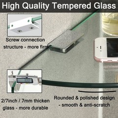 SAYAYO Glass Corner Shelf for Wall, Tempered Floating Glass Shelves for Bathr…