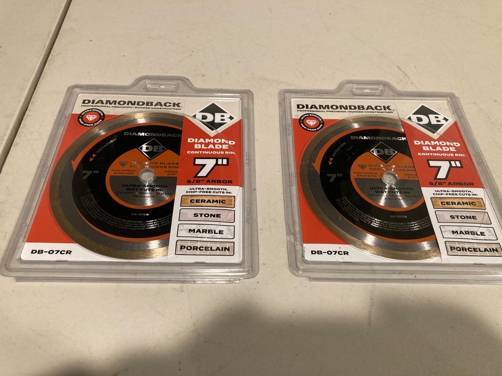 Lot of 2 Diamondback 7″ Continuous Rim Wet Cut Diamond Blades DB-07CR