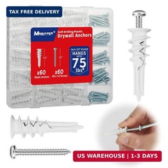 Self Drilling Drywall Anchors with Screws Kit 120 Pcs, No Pre Drill Required ..