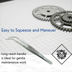 6″ Angled Tweezers Serrated Tips Stainless Steel Tool for Electronics Repair