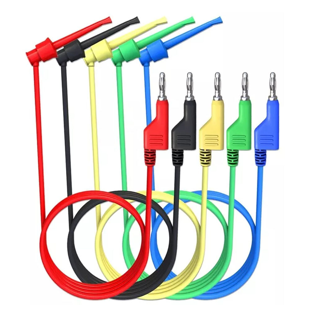 5/10/15PC 4mm 3.3FT Stackable Banana Plug To Test Wire Hook Clip Test Leads USA