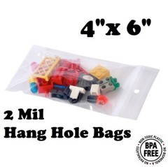 4″ x 6″ Zip Seal Reclosable 2Mil Plastic Top Lock Bags Hang Hole Jewelry 2 Mil