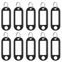 Uniclife 10 Pieces Key Tags 2 Inch Soft Plastic Chain 10 Pack, Black
