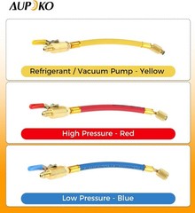 Color-Coded Heavy-Duty Refrigeration Hoses with 1/4″ Ball Valve – 600 Psi Max
