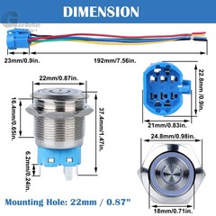 22mm LED ON OFF Waterproof Stainless Steel Latching Push Button Power Switch