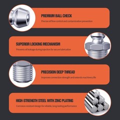 TRILINK 1/4″-28 Zerk Grease Fittings, SAE 1/4″-28-St.(100pcs),