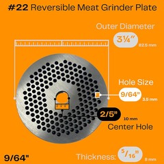 Cutlery Mania Meat Grinding Plate by Salvinox (#22 1/8 Hubbed Plate) (22SP1-8SS)