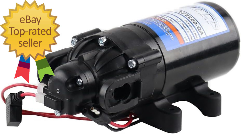 EF2200-QA-BOX 2.2GPM 12V Diaphragm Pump-Quick Attach Port Black