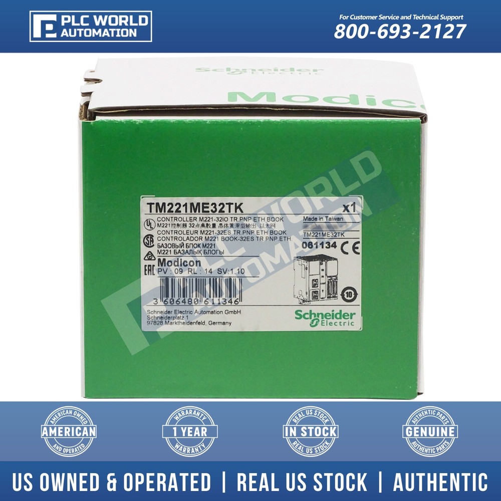Schneider TM221ME32TK Modicon M221 Book Logic Controller, Ethernet, Brand New
