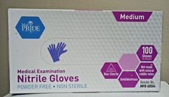 (1 Pk) MedPride Powder-Free Nitrile Exam Gloves Iris Blue – Medium Size -Box/100