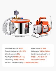 1.5 Gallon Vacuum Chamber 3.5CFM Single Stage Pump Degassing Chamber Kit