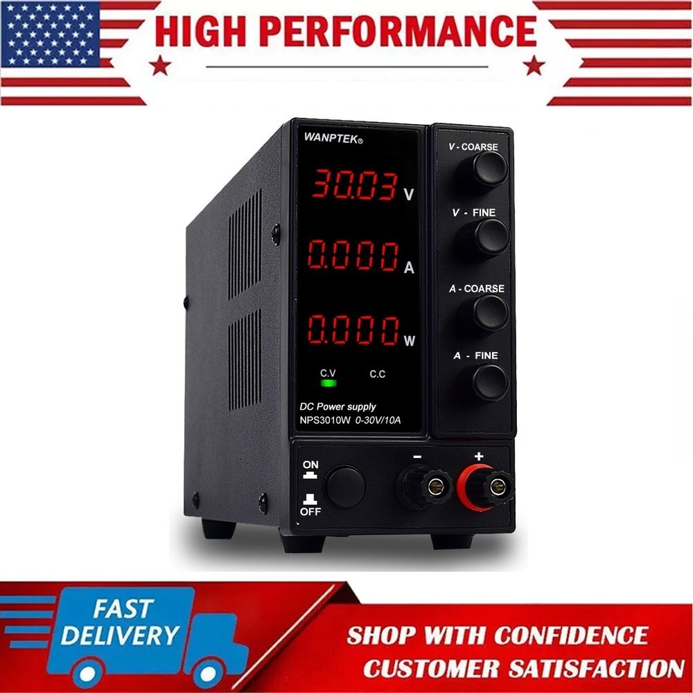 0-30V 10A Adjustable DC Power Supply Variable Regulated Lab 4-Digits LED Display