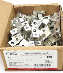 Box of 100 NSI 4T Dual Rated Aluminum Mechanical One Hole Lugs #4-#14 AWG
