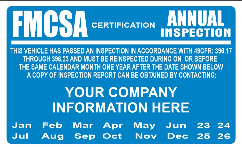 FMCSA DOT Annual Inspections Labels Set Of 50 Decals 5” Wide X 3” High