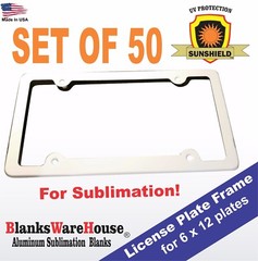LICENSE PLATE FRAMES For Sublimation printing – ALL ALUMINUM – 50 piece lot**