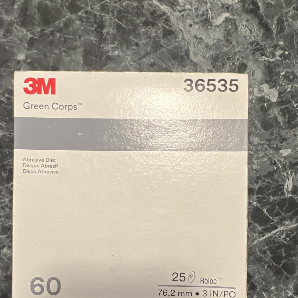3M 36535 Green Corps Roloc Disc 3″ 60 Grit Grinding Discs (Box of 25) New