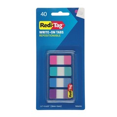 Redi-Tag Write-On Tabs, Repositionable Small Size, 40 4 Vivid Colors