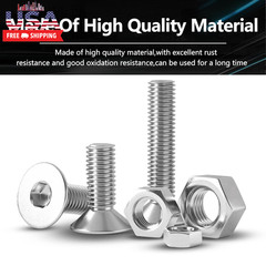 440 Pieces Flat Hex Socket Head Cap Screws Kit 304 Stainless Steel M3 M4 M5 Metr