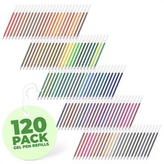 120 Pcs Assorted Glitter Gel Pen Refills 120 Count (Pack of 1), Colors May