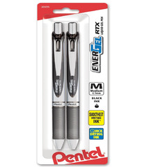 Pentel EnerGel RTX Retractable Liquid Gel Pen, 2 Count (Pack of 1), Black