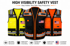 USA FLAG HIGH VISIBILITY Surveyor Two Tones Safety Vest Mesh front & back