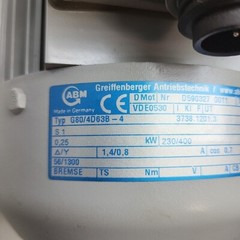 ABM G80/4D63B-4 Gear Motor 230/400 V 50hz 1300 / 56 Rpm VDE0530