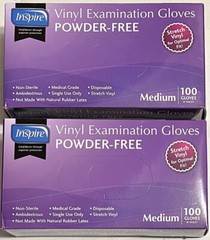 Inspire Stretch Vinyl Examination Gloves Powder Free Medium 100 Gloves X 2 Boxes