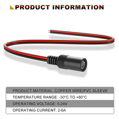 (Real 18AWG 5Pcs DC Barrel Connectors – 5.5X2.1Mm DC Plug Female Pigtail Connect