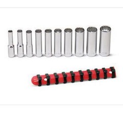 Wright Tool 210 1/4″ Drive 10 Piece Deep Socket Set 12-Point On Clip Rail