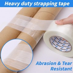 16 Rolls 2 Inch X 60 Yards 5.5 Mil Fiberglass Filament Packing Tape Transpare…