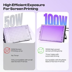 100W LED Exposure Unit for Screen Printing, UV Screen Printing Light with Adjust
