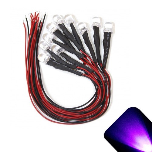 20 x Pre Wired 12v 10mm UV Purple LEDs Prewired 12 volt LED 11v 13v 14v 15v Fish