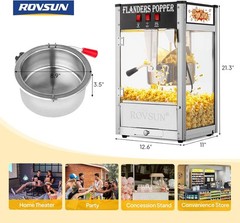 ROVSUN 32 Cups Black Antique Style Popcorn Popper Machine 8 oz Toptable Bar New