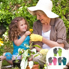 3 Pairs Gardening Gloves for Kids 24 Years, Kids Work Gloves with Late…