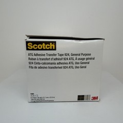 3M Scotch ATG Adhesive Transfer Tape 924 Clear, 0.50 in x 36 yd Box of 12 Rolls