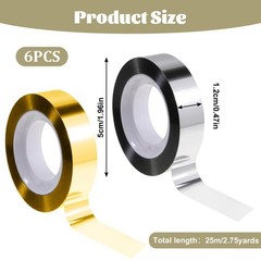 6 Rolls Metallic Mirror Tape, Gold & Silver 1/2 Inch Adhesive Mirror Tape Pol…