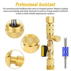 HVAC Tool AC Schrader Valve Core Remover Dual Size 5/16″&1/4″ Port Installers