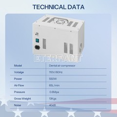 Oil-Free Air Compressor Silent Compatible with Dental Mobile Delivery Unit