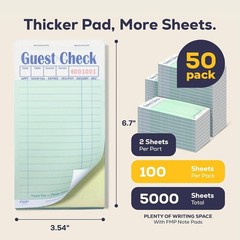 Restaurant Server Note Pads 2500 Sheets – 50 Pads Carbonless