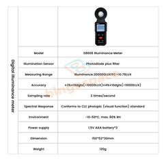 Digital illuminance Light Meter Lux meter Photometer 200000Lux Luxmeter Tool US