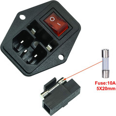 10A 250V Power Socket Inlet Module Plug Switch 10A Fuse with Wiring，Iec320 C14 P