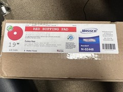 NEW NASSCO PRO SERIES RED BUFFING FLOOR PAD, 19″ 5/Cs