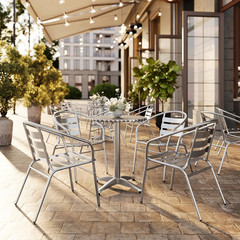 Flash Furniture Lila Commercial Aluminum Indoor-Outdoor Restaurant Stack Chair w