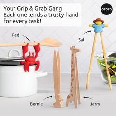 Sal Scarecrow Salad Tongs 2-Piece, Wooden Cute Kitchen Gadget for Serving, Blue
